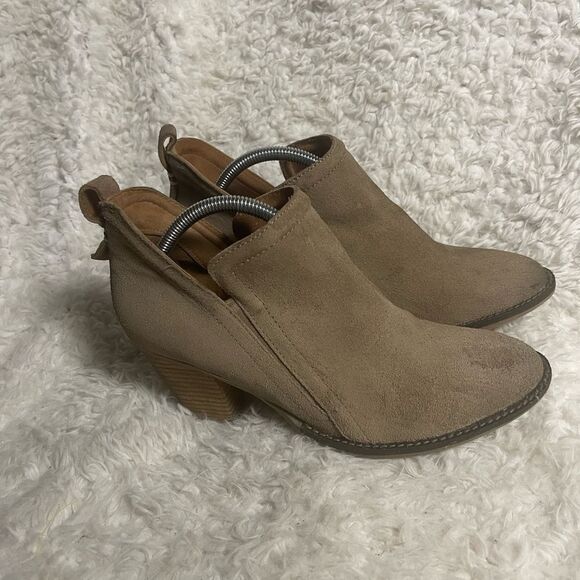 Jeffrey Campbell  Rosalee leather suede khaki ankle slip on boots SZ9.5 - Picture 3 of 10
